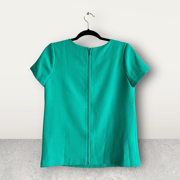 Boxy 100% wool shell Joie zipper-back top in green, size xsmall (fits like a s) - Picture 2 of 2